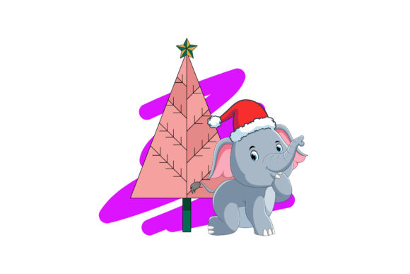 Charming Cute Elephant Illustration Christmas Art