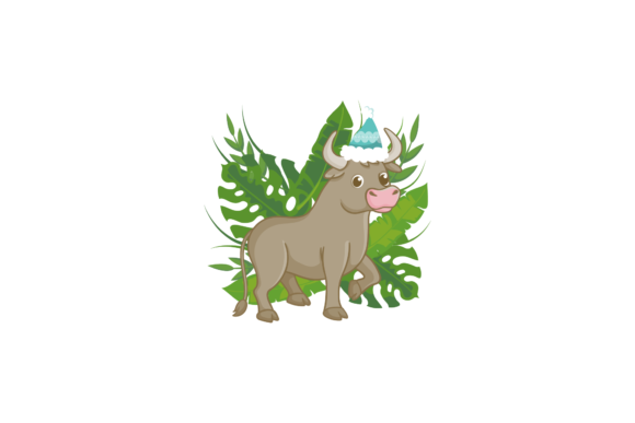 Christmas Animal and Green Leaves: A Festive Graphics Illustration