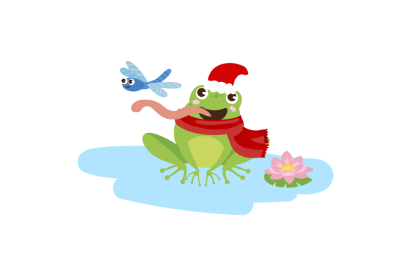 Christmas Animal Fun Frog Illustration for Graphics