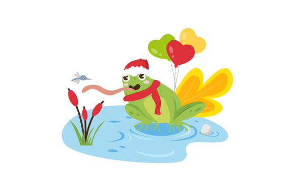 Christmas Animal Gift Frog Illustration: A Charming Graphics Asset