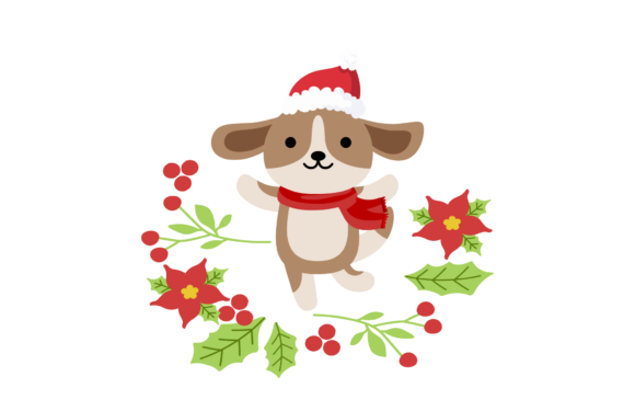 Christmas Dog Animal Illustration: A Festive Embroidery Gem