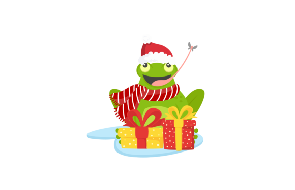 Christmas Frog Animal Santa Illustration: A Festive Graphics Gem