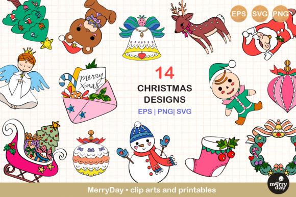 Christmas Holiday Illustration Set: Perfect Graphics for Your Content