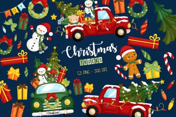 Christmas Holiday Truck Clipart: Perfect for Festive Graphics