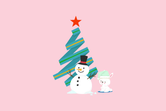 Christmas Illustration Snowman Rabbits: A Festive Graphics Delight