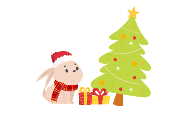 Christmas Rabbit Illustration: A Charming Graphics Addition