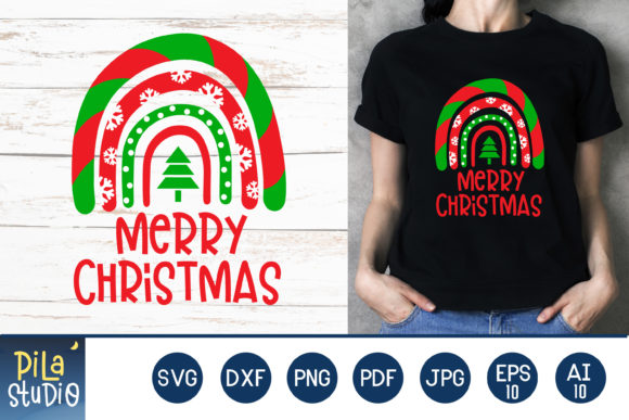 Christmas Rainbow SVG, PNG, EPS, JPG: A Festive Embroidery Design