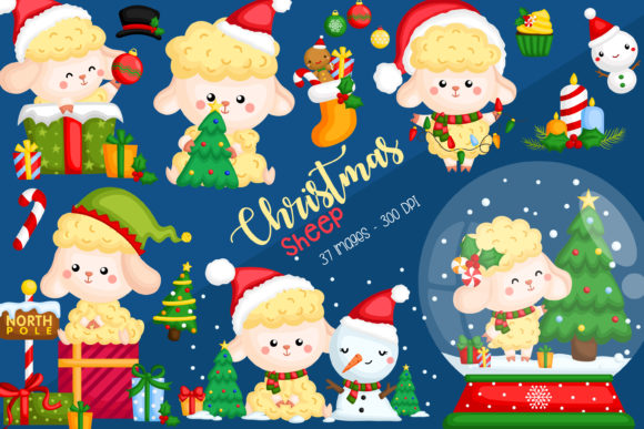 Christmas Sheep Clipart: A Charming Graphics Set for Illustrations