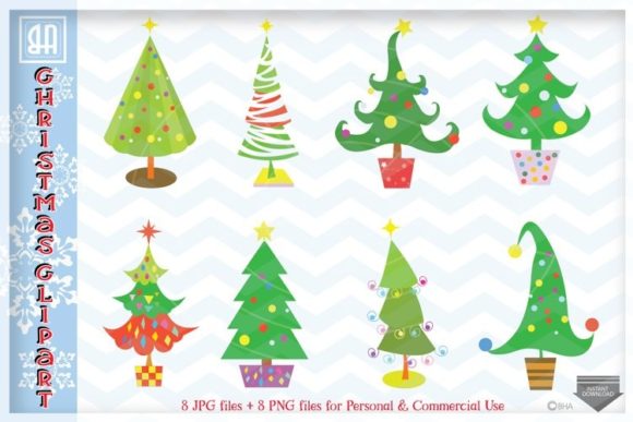 Christmas Trees Bundle Clipart: Perfect for Holiday Graphics