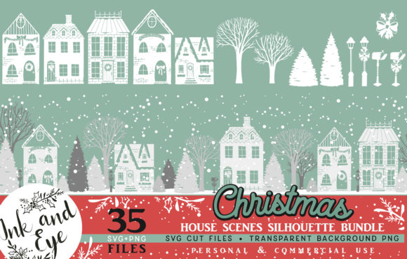 Christmas Winter House: A Charming Graphics Set for Local Brands