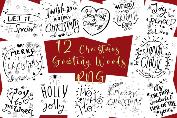 Christmas Words Art, Hand Lettering for Modern Graphics