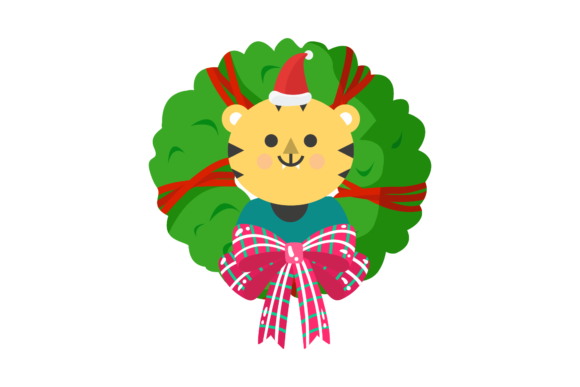 Christmas Wreath with Animal: A Festive Graphic for Handmade Creations