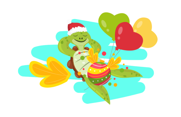 Cute Turtle Cartoon Merry Christmas Art: A Festive Graphic Design