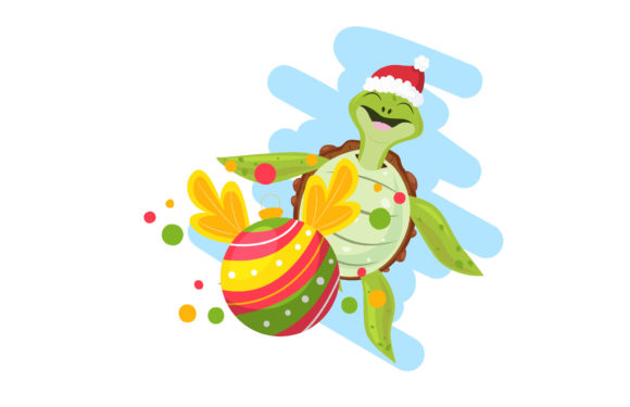 Merry Christmas Cute Turtle Pet Graphics for Illustrations