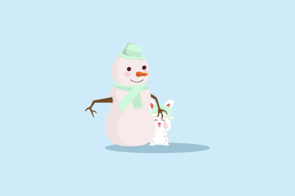 Merry Christmas Snowman Rabbit Design: A Festive Graphics Asset