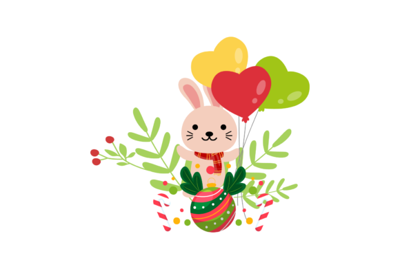 Rabbit Christmas Animal Illustration for Festive Graphics