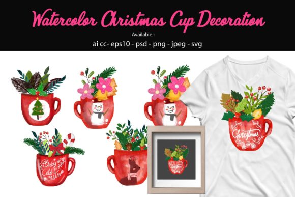 Watercolor Christmas Cup: A Versatile Graphic for Holiday Branding