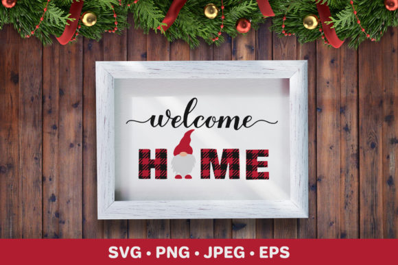 Welcome Home Sign. Christmas Gnome: A Charming Graphics and Illustrations Asset